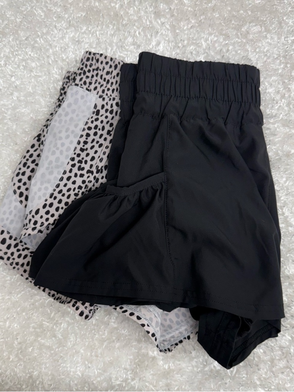 AS REVIVAL Women's Shorts Bundle Small Black Ruffle Skort Spotted Animal Print